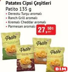 PATİTO PATATES CİPSİ ÇEŞİTLERİ 135 G